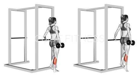 Повдигане на един крак с дъмбел в ръка